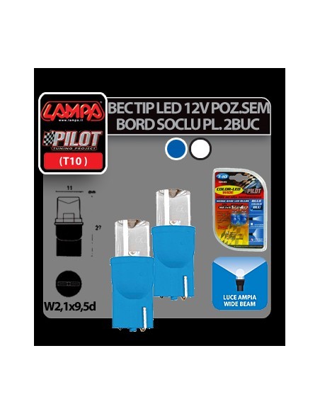|AutoNeo.roBec tip LED 12V soclu pl. T10 W2,1X9,5d 2buc Alb dispersat
