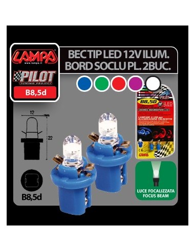 |AutoNeo.roBec tip LED 12V iluminat bord soclu plastic B8,5d 2buc- Albastru
