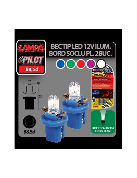 |AutoNeo.roBec tip LED 12V iluminat bord soclu plastic B8,5d 2buc- Albastru