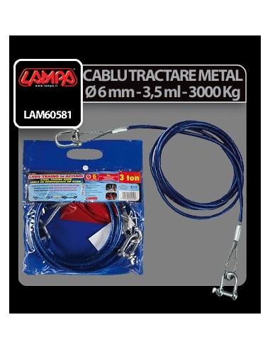|AutoNeo.roCablu tractare metalic Ø 6mm - 3,5m - 3000kg