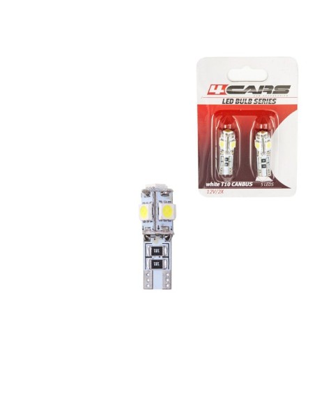 |AutoNeo.roBec Led - 5SMD 12V pozitie T10 W2,1x9,5d Canbus 2buc 4Cars - Alb