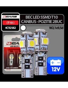 Bec Led - 5SMD 12V pozitie T10 W2,1x9,5d Canbus 2buc... 2