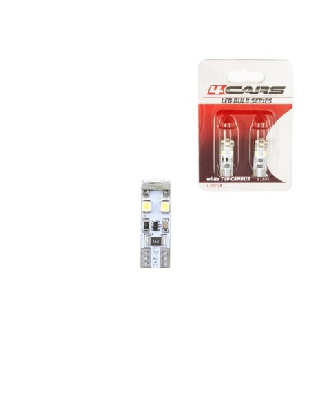 |AutoNeo.roBec Led - 8SMD 12V pozitie T10 W2,1x9,5d Canbus 2buc 4Cars - Alb