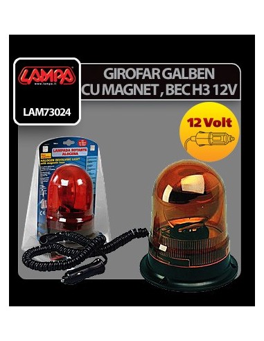 |AutoNeo.roGirofar galben cu magnet, cu bec halogen H3 12V