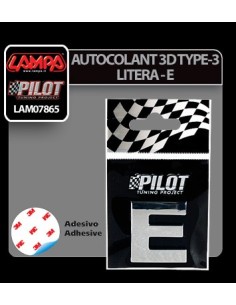Autocolant 3D crom Type-3 28mm litera - E 2