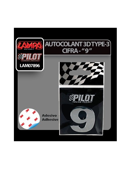 |AutoNeo.roAutocolant 3D crom Type-3 28mm cifra - " 9 "