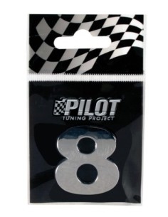 Autocolant 3D crom Type-3 28mm cifra - " 8 "