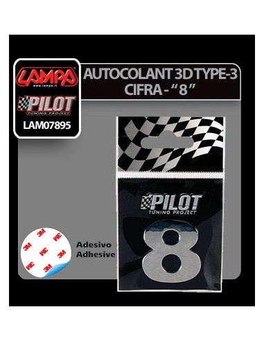 |AutoNeo.roAutocolant 3D crom Type-3 28mm cifra - " 8 "