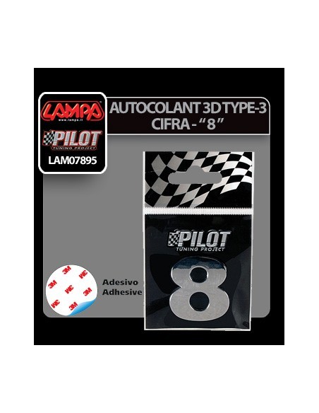 |AutoNeo.roAutocolant 3D crom Type-3 28mm cifra - " 8 "