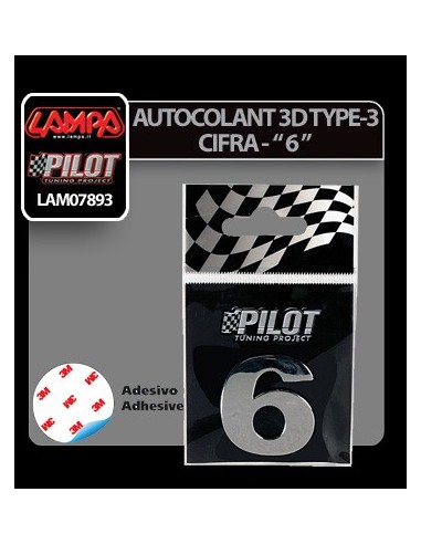 |AutoNeo.roAutocolant 3D crom Type-3 28mm cifra - " 6 "