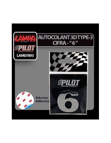 |AutoNeo.roAutocolant 3D crom Type-3 28mm cifra - " 6 "