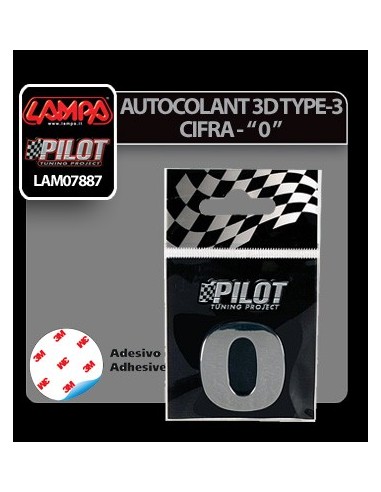 |AutoNeo.roAutocolant 3D crom Type-3 28mm cifra - " 0 "