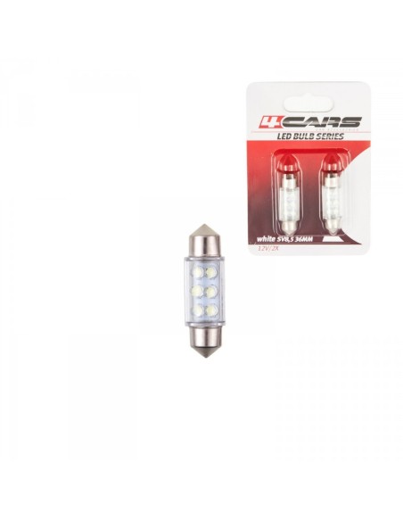 |AutoNeo.roBec tip LED 12V sofit cu 6 leduri 10x36mm SV8,5-8 2buc - Alb