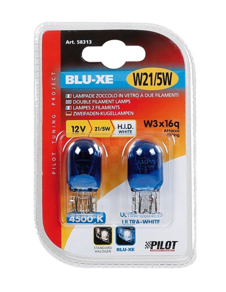 |AutoNeo.roBec Blu-Xe 21/5W 12V dublu filament cap sticla W3x16q 2buc