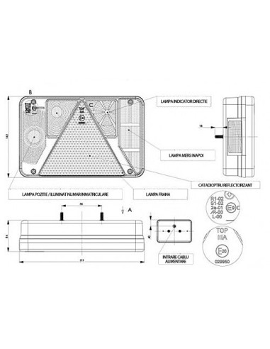 |AutoNeo.roLampa stop spate cu 5 functii Kamar 215x140mm 12/24V- Dreapta