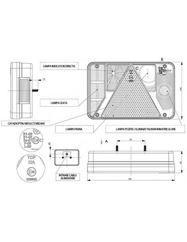 |AutoNeo.roLampa stop spate cu 5 functii Kamar 215x140mm 12/24V - Stanga
