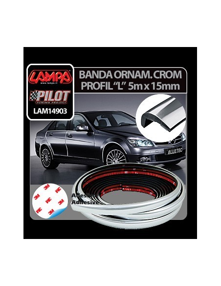 |AutoNeo.roBanda ornament crom adeziva profil L - 5m x 15mm