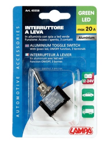 |AutoNeo.roIntrerupator basculant cu LED, 2 terminale 12V - 20A - Verde