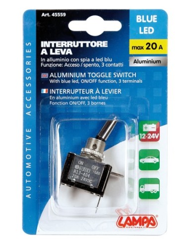 |AutoNeo.roIntrerupator basculant cu LED, 2 terminale 12V - 20A - Albastru