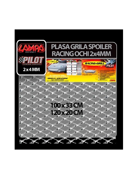 |AutoNeo.roPlasa grila spoiler Racing Argintiu - Small 2x4mm 100x33cm