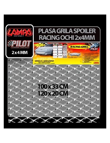 |AutoNeo.roPlasa grila spoiler Racing Argintiu - Small 2x4mm - 120x20cm