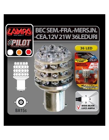 |AutoNeo.roBec Multi-Led 36Led 12V Frana, Ceata, Mers i. - P21W BA15s - Alb