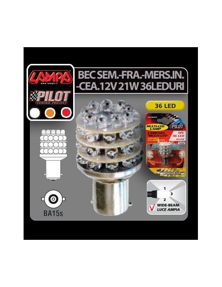 |AutoNeo.roBec Multi-Led 36Led 12V Frana, Ceata, Mers i. - P21W BA15s - Alb