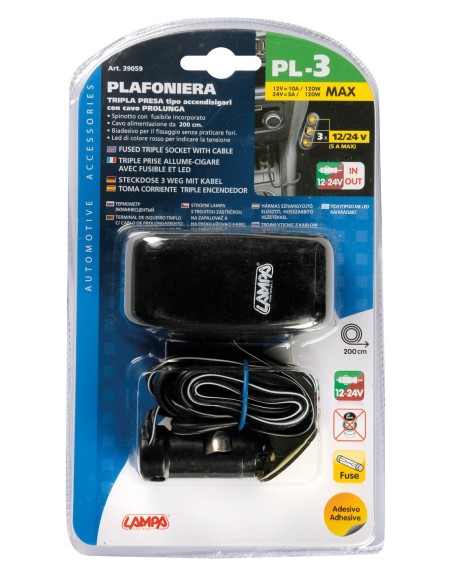 |AutoNeo.roPriza tripla bricheta PL3 cu calblu 200cm 12/24V