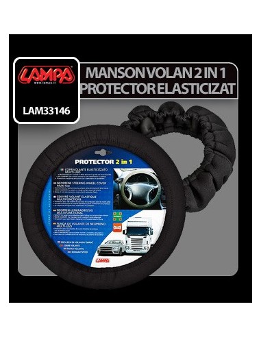 |AutoNeo.roHusa volan protector elasticizat 2 in 1 - Negru