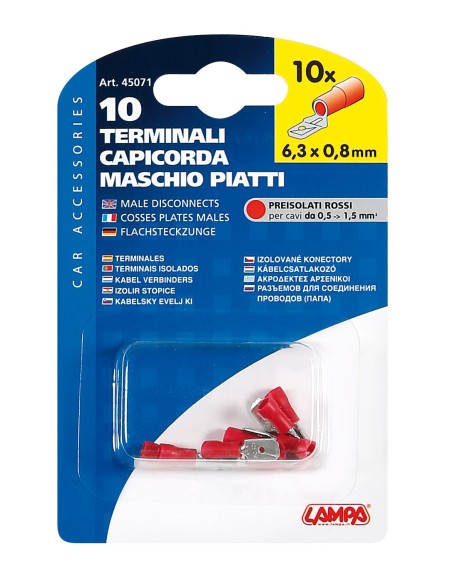 |AutoNeo.roPapuci electrici 10buc, tata - 6,3x0,8mm - Rosu