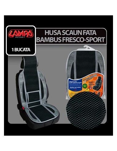 |AutoNeo.roHusa scaun fata bambus Fresco-Sport 1buc - Negru/Gri