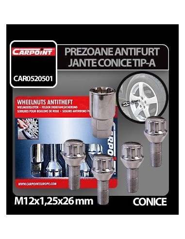|AutoNeo.roPrezoane antifurt jante conice M12x1,25mm 4buc - Tip A