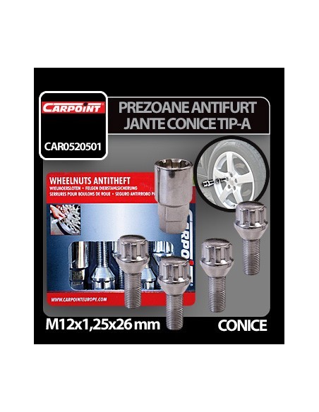|AutoNeo.roPrezoane antifurt jante conice M12x1,25mm 4buc - Tip A