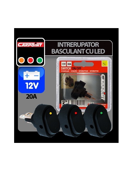 |AutoNeo.roIntrerupator basculant cu LED 12V - 30A - Verde