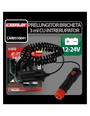 |AutoNeo.roPrelungitor priza bricheta cu 3m cablu 12-24V max 4,5A Carpoint