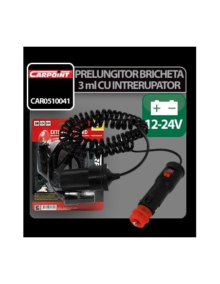 |AutoNeo.roPrelungitor priza bricheta cu 3m cablu 12-24V max 4,5A Carpoint