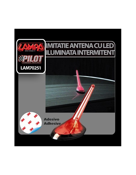 |AutoNeo.roImitatie antena iluminata intermitent cu LED - Rosu