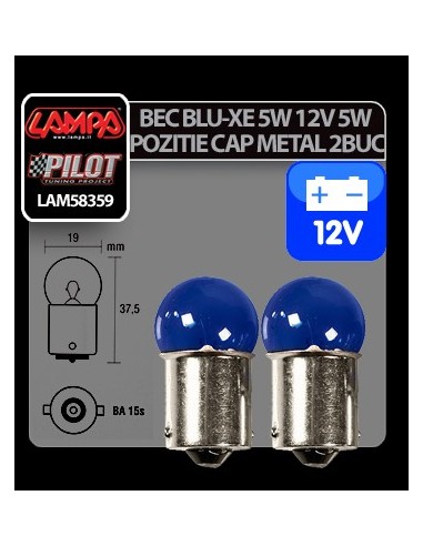 |AutoNeo.roBec Blu-Xe 5W 12V pozitie cap metal BA15s 2buc