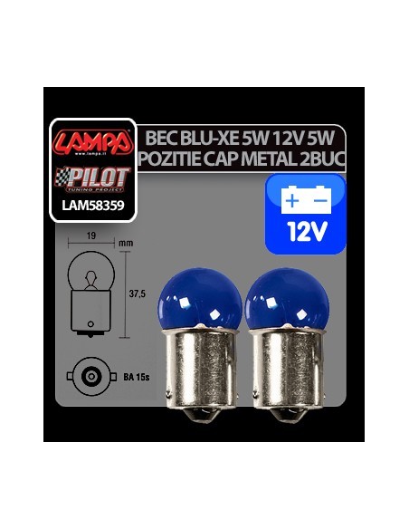 |AutoNeo.roBec Blu-Xe 5W 12V pozitie cap metal BA15s 2buc