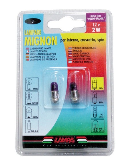 |AutoNeo.roBec clasic 2W 12V iluminat bord soclu metal BA7s 2buc - Violet