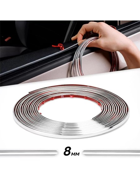 Rola Ornament autoadeziv, 8mm x 15m, culoare Crom SILVER