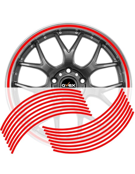 Set 16 inele din autocolant pentru jante culoare Rosu Lucios