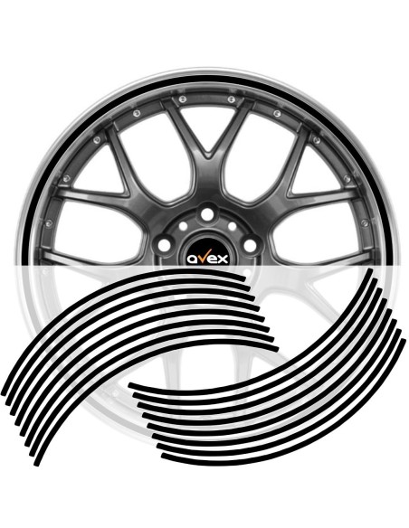 Set 16 inele din autocolant pentru jante culoare Negru Lucios