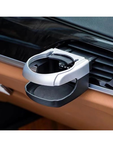Suport auto universal pentru pahare, montaj in grila de ventilatie, culoare argintiu, DH-04