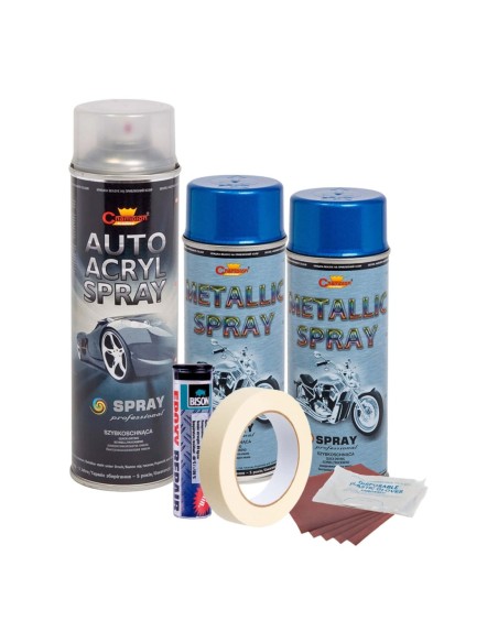 Kit complet reparatie si vopsire jante culoare Albastru Metalizat, V2
