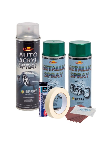 Kit complet reparatie si vopsire jante culoare Verde Metalizat, V2