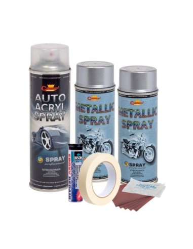 Kit complet reparatie si vopsire jante culoare Argintiu Metalizat, V2