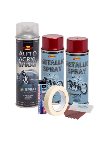 Kit complet reparatie si vopsire jante culoare Rosu Burgundy Metalizat, V2