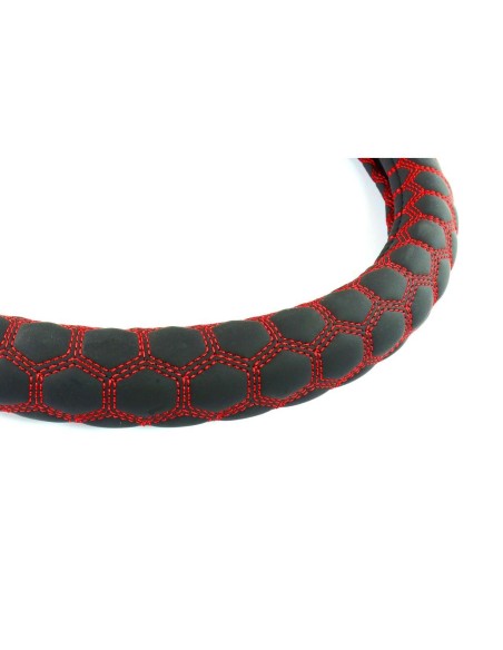 |AutoNeo.roHusa volan cu cusatura rosie model Hexa SWC-23-M (37-39cm)