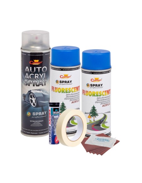 Kit complet reparatie si vopsire jante culoare Albastru Fluorescent, V2